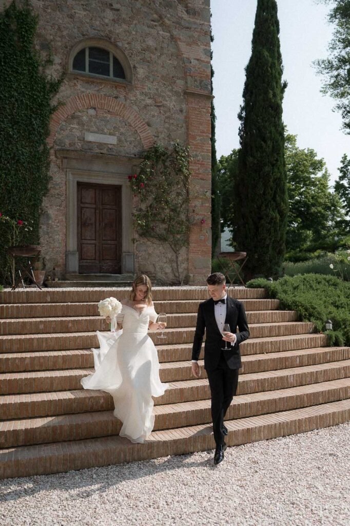 Destination wedding photography using architectural shade in Italy