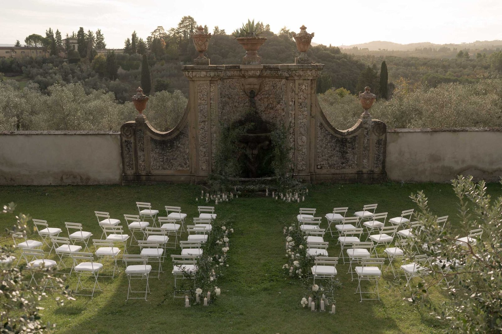 Destination wedding ceremony at a Tuscan villa